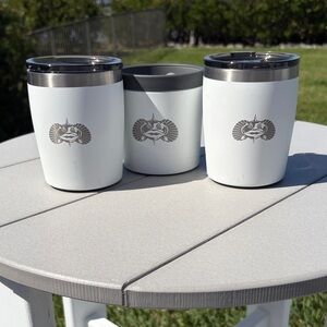 Toadfish Boat Drinkware Set – (2) 10oz Tumblers + Can Cooler – White – New